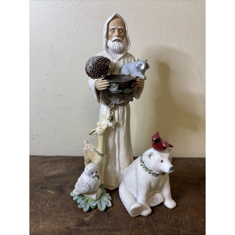 Gifts of Glory St Francis & Animals Christmas Winter Figurine Grasslands 9"